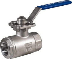 BONOMI - 3/4" Pipe, Full Port, Stainless Steel Full Port Ball Valve - 2 Piece, NPT Ends, Lever Handle, 3,000 WOG - USA Tool & Supply