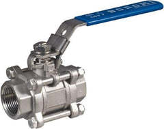 BONOMI - 3/4" Pipe, Full Port, Stainless Steel Full Port Ball Valve - 2 Piece, NPT Ends, Locking Lever Handle, 1,500 WOG, 150 WSP - USA Tool & Supply