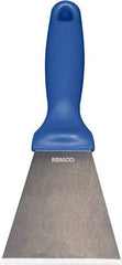 Remco - Stiff Stainless Steel Beveled Scraper - 3" Blade Width x 3-1/2" Blade Length, 5-13/32" Long Ergonomic Polypropylene Handle - USA Tool & Supply