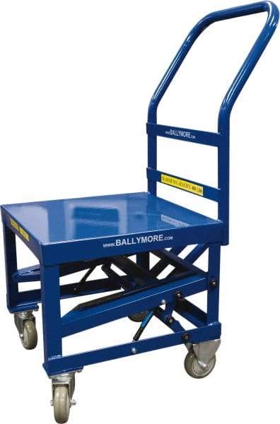 Ballymore - 400 Lb Capacity, 20" Wide x 27" Long x 42" High Mobile Cart - 1 Shelf, Steel, 2 Rigid/2 Swivel Casters - USA Tool & Supply