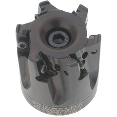 Kennametal - 6 Inserts, 1-1/2" Cut Diam, 1/2" Arbor Diam, 11mm Max Depth of Cut, Indexable Square-Shoulder Face Mill - 0° Lead Angle, 40mm High, LNGU110408SRGE Insert Compatibility, Through Coolant, Series Mill 4-11 - USA Tool & Supply