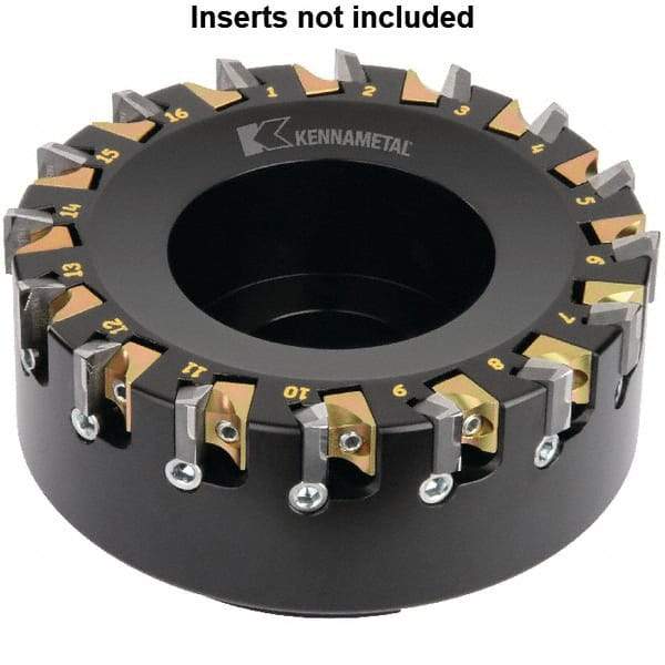 Kennametal - 8 Inserts, 80mm Cut Diam, 27mm Arbor Diam, 4.6mm Max Depth of Cut, Indexable Square-Shoulder Face Mill - 0° Lead Angle, 50mm High, KSDR100031E1W4S Insert Compatibility, Series KBDM - USA Tool & Supply