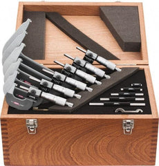 SPI - 0 to 6" Range, 6 Piece Mechanical Outside Micrometer Set - 0.0001" Graduation, 0.0001, 0.0002" Accuracy, Ratchet Stop Thimble, Carbide Face - USA Tool & Supply