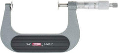 SPI - 3 to 4", Ratchet Stop Thimble, Mechanical Disc Micrometer - 0.0002" Accuracy, 0.79" Disc, 0.0001" Resolution, 0.31" Spindle Diam, Steel Face, NIST Traceability Certification Included - USA Tool & Supply