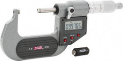 SPI - Electronic, 1 to 2" Measurement, Painted Finish Carbide Face Ball Anvil Micrometer - 0.00005" Graduation, Ratchet Stop Thimble - USA Tool & Supply