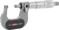 SPI - Mechanical, 0 to 1" Measurement, Painted Finish Carbide Face Ball Anvil Micrometer - 0.0001" Graduation, Ratchet Stop Thimble - USA Tool & Supply