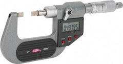 SPI - 0mm to 25mm Electronic Painted Blade Micrometer - 0.003mm Accuracy, 0.75mm Blade Thickness, Ratchet Stop Thimble - USA Tool & Supply