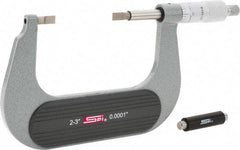 SPI - 2" to 3" Mechanical Painted Blade Micrometer - 0.0002" Accuracy, 0.03" Blade Thickness, Ratchet Stop Thimble - USA Tool & Supply