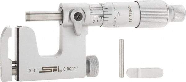 SPI - 0 to 1 Inch Range, Carbide Face, Chrome Plated Mechanical Multi Anvil Micrometer - Ratchet Stop Thimble, 0.0001" Graduation, 0.0001" Accuracy - USA Tool & Supply
