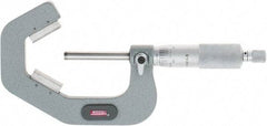 SPI - 1 to 2 Inch Measurement, 3 Flutes Measured, Ratchet Stop Thimble, Mechanical V Anvil Micrometer - 0.0002 Inch Accuracy, Carbide Face - USA Tool & Supply
