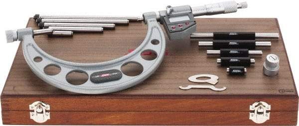 SPI - Electronic, 0 to 6 Range, Carbide Face Interchangeable Anvil Micrometer - 0.0002" Accuracy, 0.00005" Graduation - USA Tool & Supply