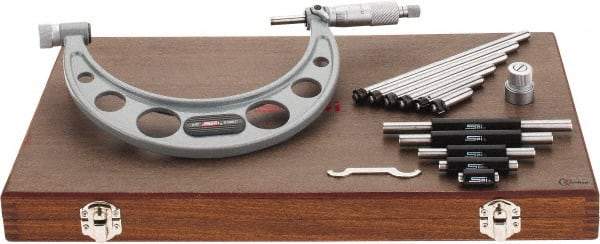SPI - Mechanical, 0 to 6 Range, Carbide Face Interchangeable Anvil Micrometer - 0.0002" Accuracy, 0.0001" Graduation - USA Tool & Supply