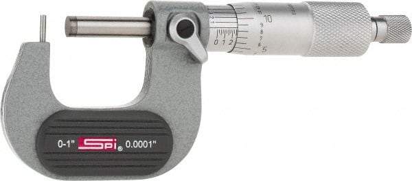 SPI - 0 to 1 Inch Range, 0.0001 Inch Graduation, A Anvil, Ratchet Stop Thimble, Mechanical Tube Micrometer - 0.0001 Inch Accuracy, Carbide Face - USA Tool & Supply