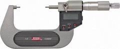 SPI - 0 to 1 Inch, 1.26 Inch Throat Depth, Electronic Spline Micrometer - 0.0001 Inch Accuracy, 0.00005 Inch Graduation, 0.25 Inch Spindle Diameter, 3mm Head Diameter, Ratchet Stop Thimble, Data Output - USA Tool & Supply