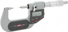 SPI - 0 to 1 Inch, 1.26 Inch Throat Depth, Electronic Spline Micrometer - 0.0001 Inch Accuracy, 0.00005 Inch Graduation, 0.25 Inch Spindle Diameter, 2mm Head Diameter, Ratchet Stop Thimble, Data Output - USA Tool & Supply