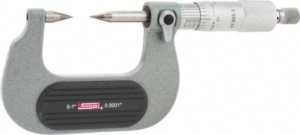 SPI - 1 Inch, Ratchet Stop, Mechanical Point Micrometer - Accurate up to 0.0001 Inch, 30° Point Angle - USA Tool & Supply