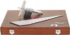 SPI - 0 to 300mm Range, 4" Base Length, 12 Rods, Ratchet Stop Thimble, Electronic Depth Micrometer - IP65, 0.00005" Resolution, Accurate to 0.007mm, 0.176" Rod Diam, LR44 Battery, Data Output - USA Tool & Supply