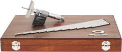 SPI - 0 to 300mm Range, 2-1/2" Base Length, 12 Rods, Ratchet Stop Thimble, Electronic Depth Micrometer - IP65, 0.00005" Resolution, Accurate to 0.007mm, 0.176" Rod Diam, LR44 Battery, Data Output - USA Tool & Supply