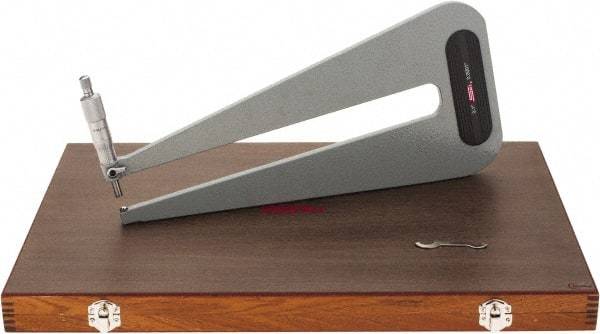 SPI - 0 to 1" Range, 0.0001" Graduation, Mechanical Outside Micrometer - Ratchet Stop Thimble, 12" Throat Depth, Accurate to 0.0003" - USA Tool & Supply