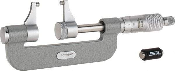 SPI - 1 to 2" Range, 0.001" Graduation, Mechanical Outside Micrometer - Ratchet Stop Thimble, Accurate to 0.00025" - USA Tool & Supply