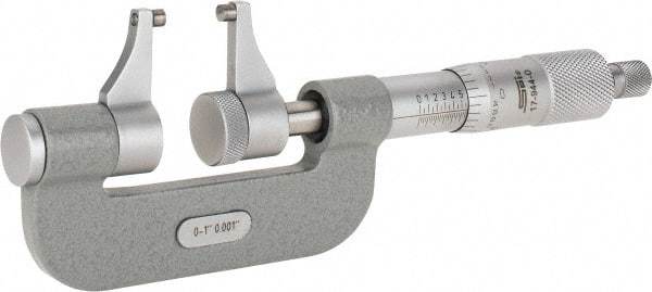 SPI - 0 to 1" Range, 0.001" Graduation, Mechanical Outside Micrometer - Ratchet Stop Thimble, Accurate to 0.0002" - USA Tool & Supply