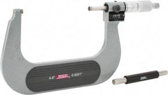 SPI - 4 to 5" Range, 0.0001" Graduation, Mechanical Outside Micrometer - Ratchet Stop Thimble, 2.76" Throat Depth, Accurate to 0.0002", Digital Counter - USA Tool & Supply