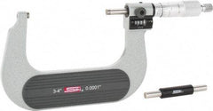 SPI - 3 to 4" Range, 0.0001" Graduation, Mechanical Outside Micrometer - Ratchet Stop Thimble, 2-1/4" Throat Depth, Accurate to 0.0002", Digital Counter - USA Tool & Supply