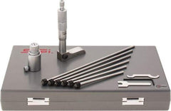 SPI - 0 to 6" Range, 6 Rod, Mechanical Depth Micrometer - Ratchet Stop Thimble, 2-1/4" Base Length, 0.001" Graduation, 4.5mm Rod Diam - USA Tool & Supply