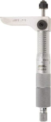 SPI - 0 to 4" Range, 4 Rod, Mechanical Depth Micrometer - Ratchet Stop Thimble, 2-1/4" Base Length, 0.001" Graduation, 4.5mm Rod Diam - USA Tool & Supply