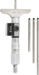 SPI - 0 to 4" Range, 4 Rod, Mechanical Depth Micrometer - Ratchet Stop Thimble, 2-1/2" Base Length, 0.001" Graduation, 4.5mm Rod Diam - USA Tool & Supply