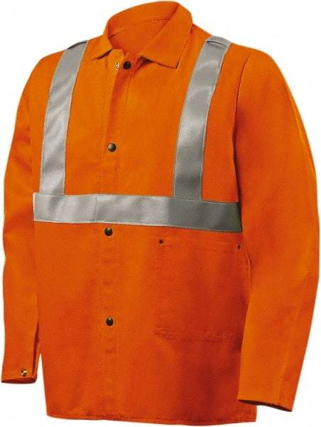 Steiner - Size L Flame Resistant/Retardant Jacket - Orange, Cotton, Snaps Closure - USA Tool & Supply