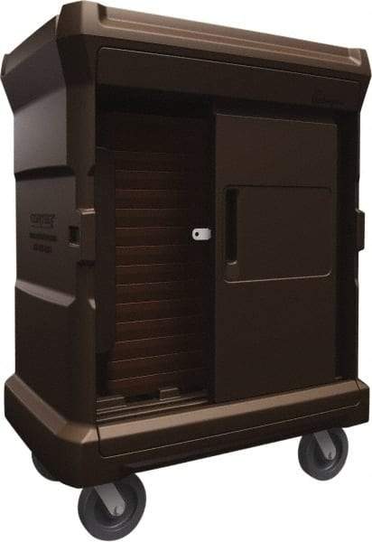 Made in USA - 42-3/4" Wide x 30" Long x 59" High Food Delivery System Cart - 2 Door, 80 Slot, Plastic, 2 Rigid/2 Swivel Casters - USA Tool & Supply