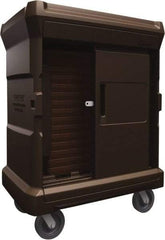 Made in USA - 42-3/4" Wide x 30" Long x 59" High Food Delivery System Cart - 2 Door, 80 Slot, Plastic, 2 Rigid/2 Swivel Casters - USA Tool & Supply