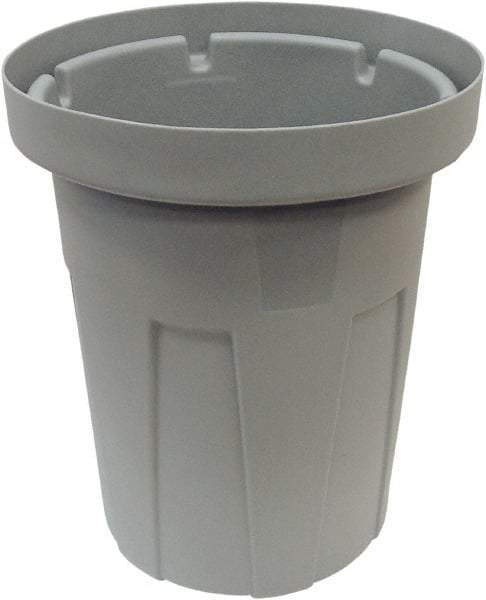 Made in USA - 40 Gal Gray Round Trash Can - Polyethylene, None Graphic, Lid Not Included - USA Tool & Supply