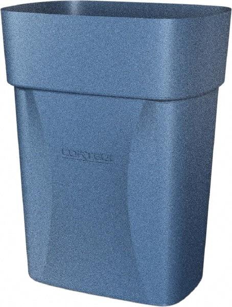 Made in USA - 14 Qt Blue Rectangle Trash Can - Polyethylene, None Graphic, Lid Not Included - USA Tool & Supply