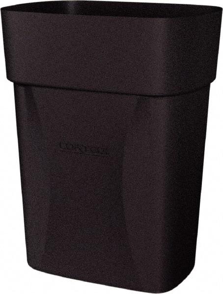 Made in USA - 14 Qt Black Rectangle Trash Can - Polyethylene, None Graphic, Lid Not Included - USA Tool & Supply