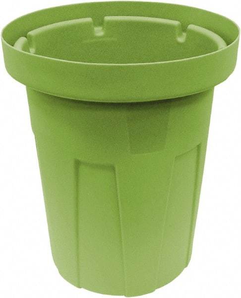 Made in USA - 50 Gal Green Round Trash Can - Polyethylene, None Graphic, Lid Not Included - USA Tool & Supply