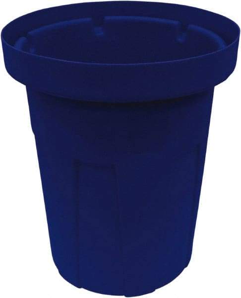 Made in USA - 40 Gal Blue Round Trash Can - Polyethylene, None Graphic, Lid Not Included - USA Tool & Supply