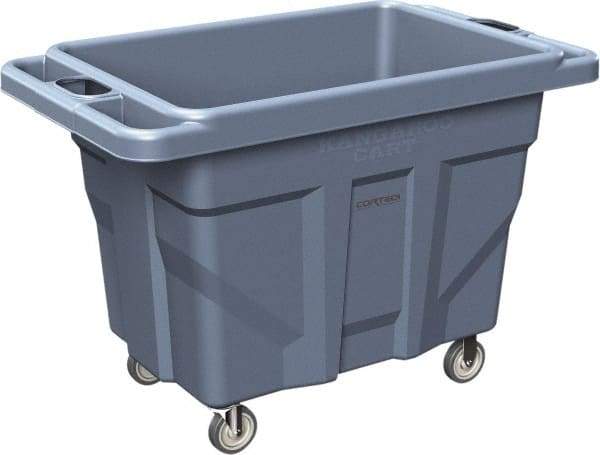 Made in USA - 1,000 Lb Load Capacity, 18.67 Cu Ft, 15 Bushels, 0.67 Cu Yd, Polyethylene Delivery Cart - 53" Wide x 31" Long x 38" High, Blue - USA Tool & Supply