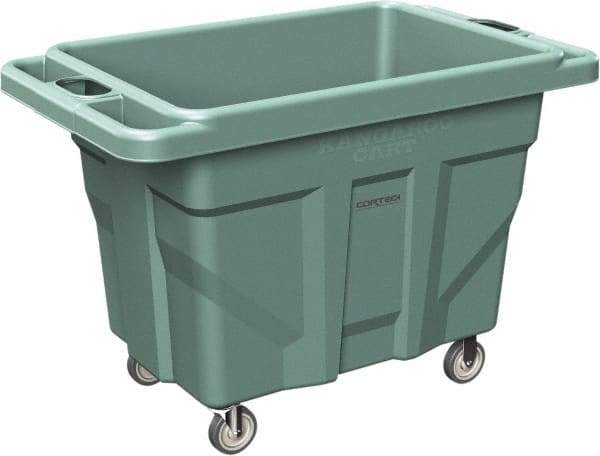 Made in USA - 1,000 Lb Load Capacity, 18.67 Cu Ft, 15 Bushels, 0.67 Cu Yd, Polyethylene Delivery Cart - 53" Wide x 31" Long x 38" High, Green - USA Tool & Supply