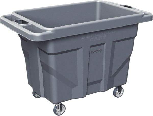 Made in USA - 1,000 Lb Load Capacity, 18.67 Cu Ft, 15 Bushels, 0.67 Cu Yd, Polyethylene Delivery Cart - 53" Wide x 31" Long x 38" High, Blue/Gray - USA Tool & Supply
