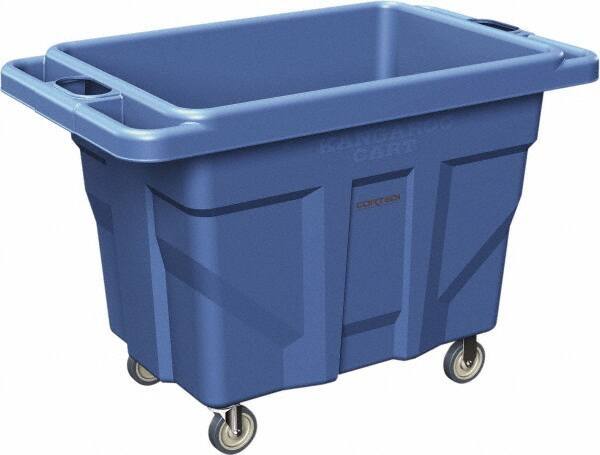 Made in USA - 1,000 Lb Load Capacity, 18.67 Cu Ft, 15 Bushels, 0.67 Cu Yd, Polyethylene Delivery Cart - 53" Wide x 31" Long x 38" High, Blue - USA Tool & Supply