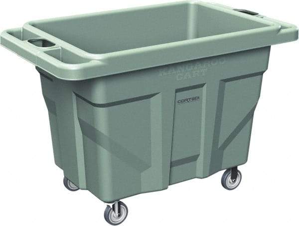 Made in USA - 1,000 Lb Load Capacity, 18.67 Cu Ft, 15 Bushels, 0.67 Cu Yd, Polyethylene Delivery Cart - 53" Wide x 31" Long x 38" High, Green - USA Tool & Supply