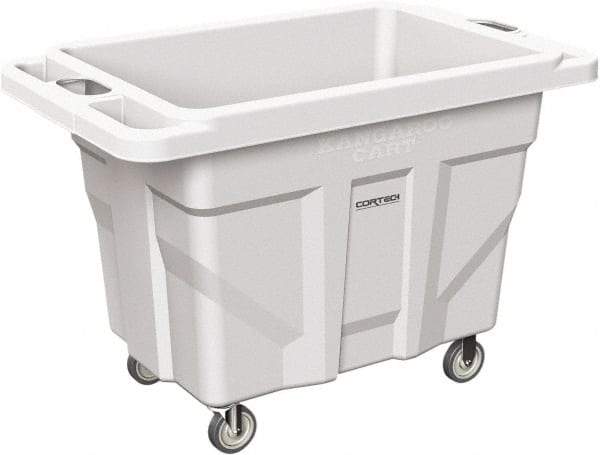 Made in USA - 1,000 Lb Load Capacity, 18.67 Cu Ft, 15 Bushels, 0.67 Cu Yd, Polyethylene Delivery Cart - 53" Wide x 31" Long x 38" High, White - USA Tool & Supply