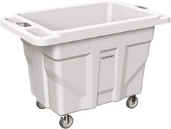 Made in USA - 1,000 Lb Load Capacity, 18.67 Cu Ft, 15 Bushels, 0.67 Cu Yd, Polyethylene Delivery Cart - 53" Wide x 31" Long x 38" High, White - USA Tool & Supply