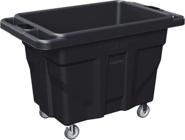 Made in USA - 1,000 Lb Load Capacity, 18.67 Cu Ft, 15 Bushels, 0.67 Cu Yd, Polyethylene Delivery Cart - 53" Wide x 31" Long x 38" High, Black - USA Tool & Supply