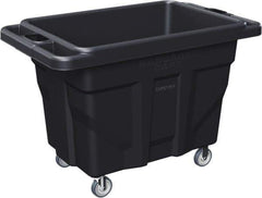 Made in USA - 1,000 Lb Load Capacity, 18.67 Cu Ft, 15 Bushels, 0.67 Cu Yd, Polyethylene Delivery Cart - 53" Wide x 31" Long x 38" High, Black - USA Tool & Supply