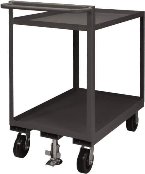 Durham - 1,500 Lb Capacity, 30" Wide x 60" Long x 41-1/16" High Service Cart - 2 Shelf, Steel, 2 Rigid/2 Swivel Casters - USA Tool & Supply