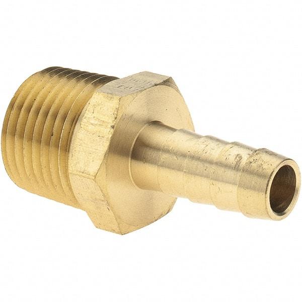 Value Collection - 1/2 NPT Thread Hose Barb x Male NPT Connector - 3/8" ID Hose, Brass - USA Tool & Supply