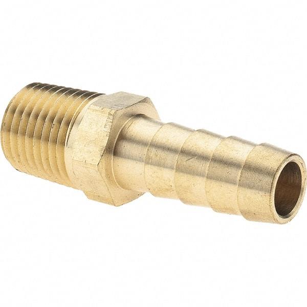 Value Collection - 1/4 NPT Thread Hose Barb x Male NPT Connector - 3/8" ID Hose, Brass - USA Tool & Supply